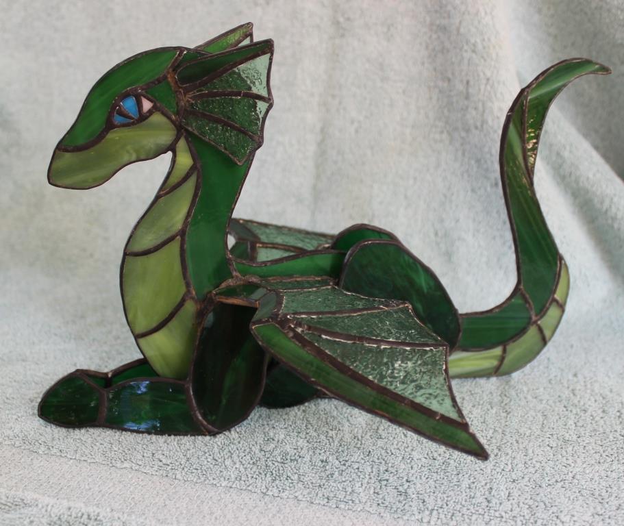 Green dragon, 3D stained glass 