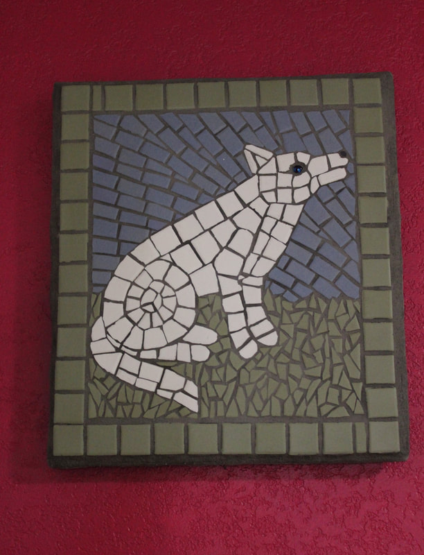 White dog tile mosaic, 