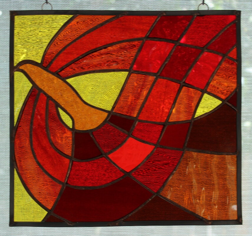 Abstract Phoenix, stained-glass panel 