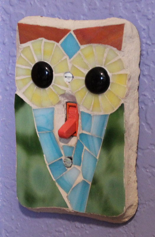 Mosaic owl switchplate cover