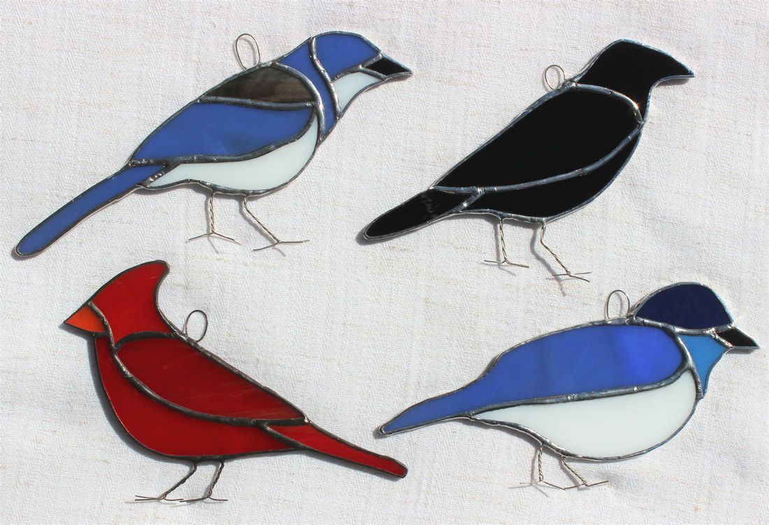 scrub jay, crow, cardinal, bluebird